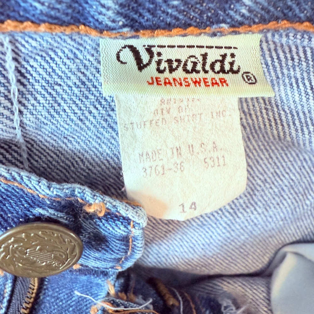 Vintage Vivaldi Jeanswear 90s Denim Midi Skirt High Waist Straight Fit Size 14 - Picture 4 of 5
